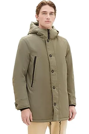 TOM TAILOR Herren 1037352 Casual Winterparka mit Kapuze, 32097-smokey Olive Green, S