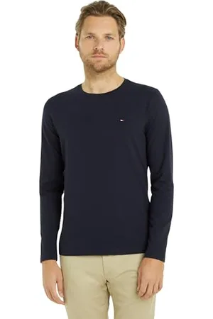 Tommy Hilfiger Herren Langarmshirt Stretch Slim Fit Baumwolle, Blau (Desert Sky), XL
