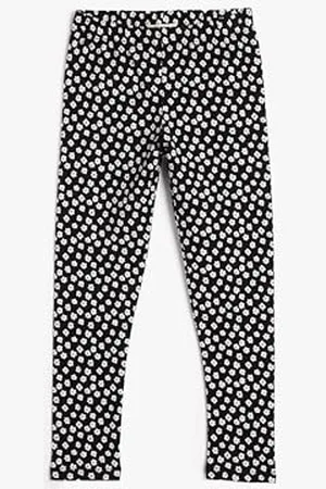 Koton Girls Flower Printed Leggings Cotton Elastic Waistband