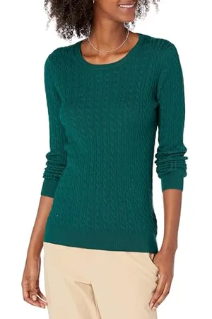 Amazon Damen Leichter Langarm-Pullover Mit Rundhalsausschnitt Mit Zopfmuster (Erhältlich In Übergröße), , M