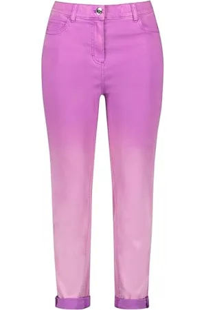 Samoon Damen Hose Jeans verkürzt Farbverlauf, unifarben 7/8 Länge 56