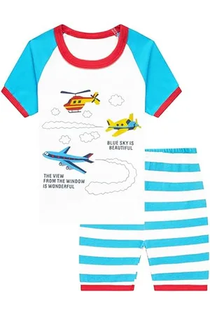 LITTLE HAND Jungs Boys Pyjamas 100% Cotton Digger Pjs Short Truck Sleepwear Toddler Summer Nightwear 2 Piece Outfit Age 1-7 Years Pyjama-Set, , 1-2