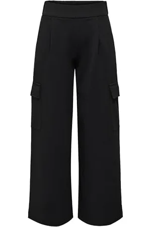 JDY JACQUELINE de YONG Damen Cargo Stoffhose Elegante Culotte High Waist Marlene Pants GEGGO, Farben: , Größe:M / 32L, Beinlänge:L32