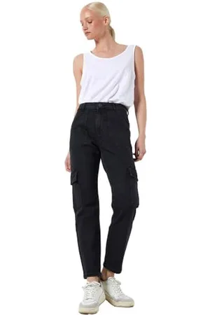 Noisy May Damen NMMONI HW Utility Cargo ANK AZ329BL NOOS Jeanshose, Black, 28W x 34L