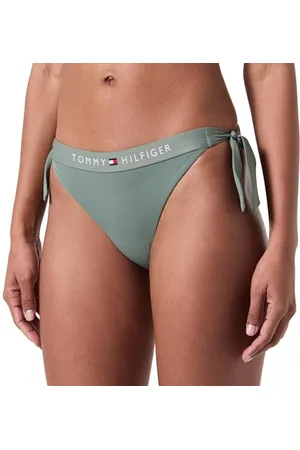 Tommy Hilfiger Damen Bikinihose Seitliche Schnürung Side Tie Cheeky Bikini Sport, Mehrfarbig (Stonewash Green), M