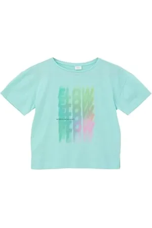 QS by s.Oliver Mädchen 2142502 T-Shirt mit Frontprint, türkis, M