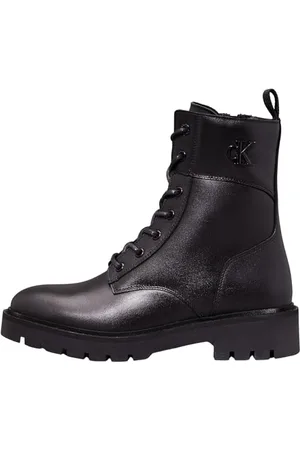 Calvin Klein Damen Combat Boot MID Zip LTH IN Calf YW0YW01550 Stiefel, Schwarz (Triple Black), 39 EU