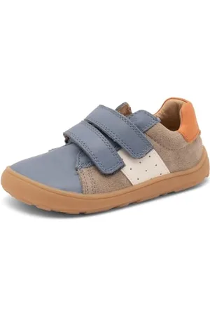 Bisgaard Barefoot Kinder Klettschuhe Ricco Blau Beige Leder, Größe:28, Farbauswahl:beige-Kombi