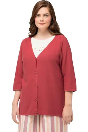 Ulla Popken Damen, große Größen, Short feminin Cardigan with Button Panel