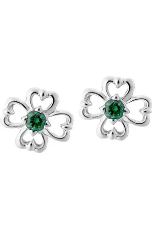 ORPHELIA Damen-Ohrstecker 925 rhodiniert Zirkonia grün Rundschliff - ZO-7081