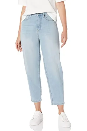 Amazon Damen Schmal zulaufende, knöchellange Jeans mit Lockerem Bein und hohem Bund, , 46