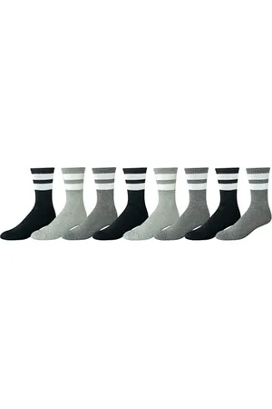 Amazon Herren Crew-Socken mit Retro-Streifen, 8 Paar, , 41-45