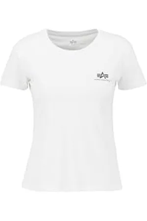 Alpha Industries Damen Basic T Small Logo T-Shirt, White, Large