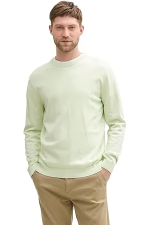 TOM TAILOR Herren 1039810 Strickpullover mit Crewneck, 37708-Sweet Lime Light Melange, XXXL