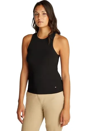 Tommy Hilfiger Damen Top Slim 5X2 Rib Stretch, Schwarz (Black), XS