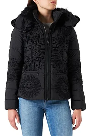 Desigual Damen Padded_Komoderi Jacken, Schwarz, 36 EU