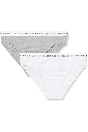 Tommy Hilfiger Mädchen 2er Pack Slips mit Logobund, Mehrfarbig (Light Gry Heather/White), 8-10 Jahre