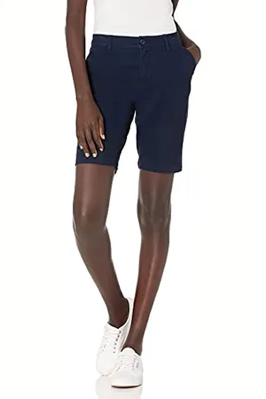 Amazon Damen Khaki-Bermudashorts mit mittelhohem Bund schmaler Passform und 25 cm Schrittlänge, , 44