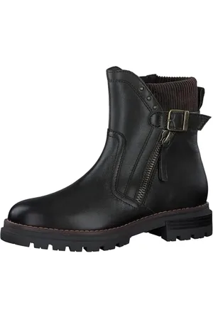 Marco Tozzi Damen Stiefeletten ohne Absatz mit Lederanteil Winter, Grün , 38 EU