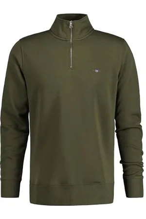 GANT Herren Reg Shield Half Zip Sweatshirt, Juniper Green, XL EU