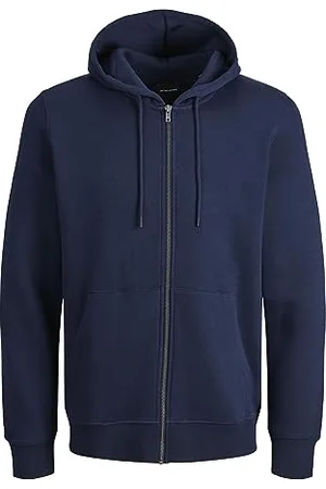 JACK & JONES Herren Jjebradley Zip Hood Noos Pls Sweatshirt-Jacke, Marine, 5XL Große Größen EU