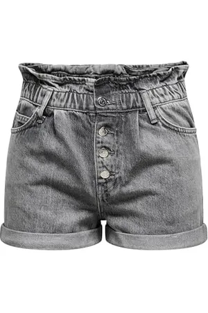 ONLY Damen Denim Jeans Shorts | Kurze Bermuda Pants Sommer Hose | Paperback mit elastischem Bund ONLCUBA, Farben:Grau, Größe:M