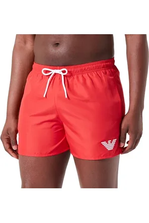 Emporio Armani Herren Essential Eagle Logo Boxer Swim Trunks, RED, 48