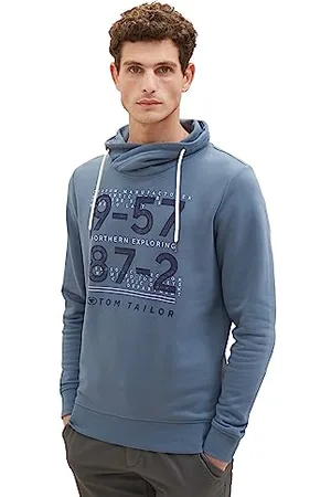 TOM TAILOR Herren 1039841 Snood Sweatshirt mit Print, 32506-dusty Dark Teal, L