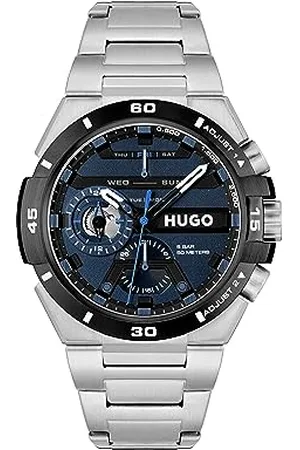 HUGO BOSS Multi Zifferblatt Quarz Uhr für Herren Kollektion #WILD mit Silbernes Edelstahlarmband - 1530337