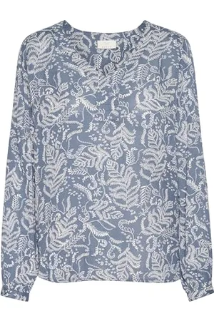 Kaffe Langarm-Bluse Geisa Damen Bluse V-Ausschnitt Langarm Print Shirt 46