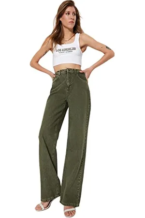 Trendyol Damen Gerade Weites Bein Hohe Taille Jeans, , 36