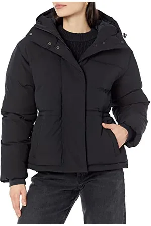 Amazon Damen Kurz geschnittene Daunenjacke mit Kapuze (in Übergröße erhältlich), , S