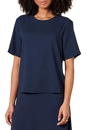 Amazon Damen Georgette-Top mit kurzen Ärmeln und normaler Passform, , XL