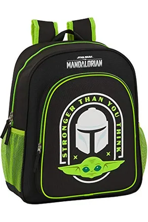Safta 612041640 Schulrucksack Junior The Mandalorian, Schwarz/neon-grün, Talla única, Juniorrucksack