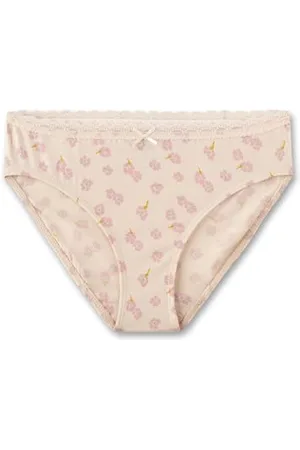 Sanetta Mädchen-Unterhose | Hochwertige und nachhaltige Unterhose für Mädchen aus Baumwolle. Slip mit Spitze und Blümchen-Allover | Unterwäsche für Mädchen