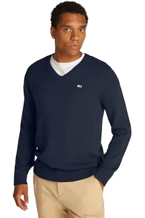 Tommy Hilfiger Herren Pullover Slim Essential V-Neck V-Ausschnitt, (Dark Night Navy), S