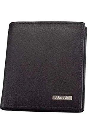 Alassio 42302 Mini Geldbörse im Hochformat, aus echtem Leder, mit Metallemblem, innen mit Carbonoptik Münzbörse, 10 cm