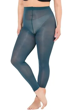 Ulla Popken Damen große Größen Übergrößen Plus Size Strumpf-Leggings, 60 den, flache Nähte