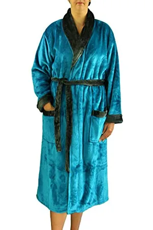 GÖZZE Unisex Bademantel mit Schalkragen, Seiden-Feeling, 100% Mikrofaser, 330 g/m², Größe S