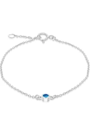 Amazon Armband aus Sterlingsilber, verstellbar, hellblauer Zirkonia, Geburtsstein Dezember, 16–18 cm