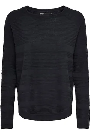 ONLY Damen Dünner Strick Pullover | Langarm Rundhals Knitted Sweater | Basic Stretch Jumper ONLCAVIAR, Farben:Blau-2, Größe:S