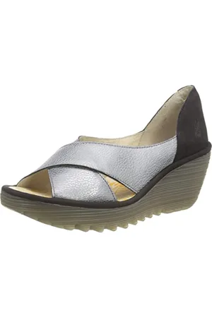Fly London Damen Yoma307fly Keilsandale, Grau/Schwarz, 38 EU