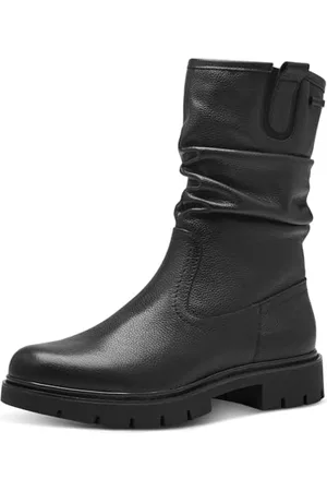 Tamaris COMFORT Damen Winterstiefel ohne Absatz aus Leder Wasserabweisend, Schwarz , 41 EU
