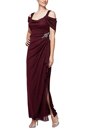 ALEX Damen Long Cold Shoulder Dress, Mother of The Bride, Events (Petite and Regular Sizes) Formales Abendkleid, , 44