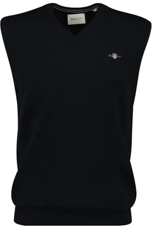 GANT Herren Classic Cotton Slipover Pullunder, Black, Small