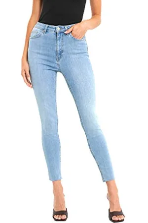 NA-KD Damen Skinny High Waist Raw Hem Jeans, , 36 EU