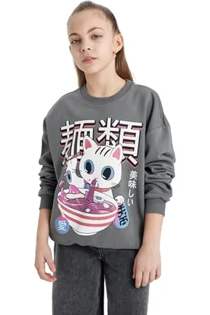 DeFacto Mädchen Sweatshirt - Gemütliche Fleecepullover und Pullover für Kinder - Pullover und Sweatshirts für Mädchen