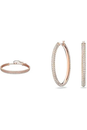 Swarovski Stone Kreolen, Rosa, -Legierungsschicht & Subtle Armband, Weiss, -Legierungsschicht