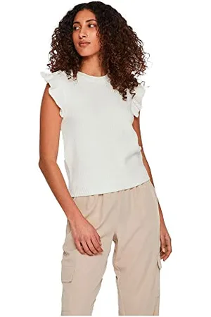 VILA VIRIL O-Neck Flounce Knit Vest - NOOS