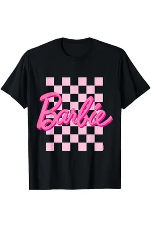 Barbie -Logo karierter Hintergrund T-Shirt